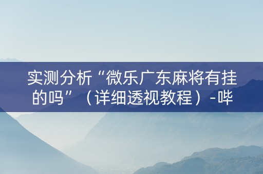实测分析“微乐广东麻将有挂的吗”（详细透视教程）-哔哩哔哩