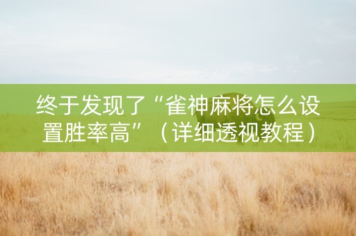 终于发现了“雀神麻将怎么设置胜率高”（详细透视教程）-哔哩哔哩