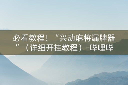 必看教程！“兴动麻将漏牌器”（详细开挂教程）-哔哩哔哩