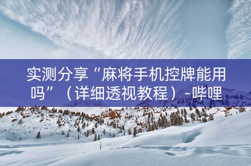 实测分享“麻将手机控牌能用吗”（详细透视教程）-哔哩哔哩