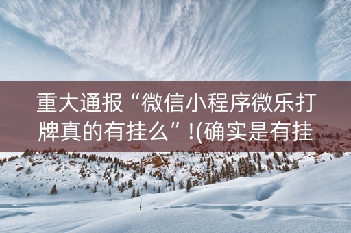 重大通报“微信小程序微乐打牌真的有挂么”!(确实是有挂)-知乎