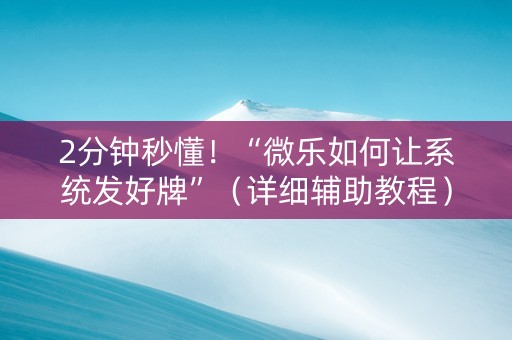 2分钟秒懂！“微乐如何让系统发好牌”（详细辅助教程）-哔哩哔哩