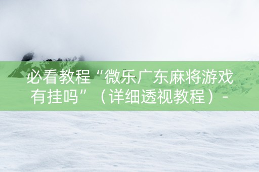 必看教程“微乐广东麻将游戏有挂吗”（详细透视教程）-哔哩哔哩