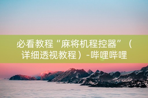 必看教程“麻将机程控器”（详细透视教程）-哔哩哔哩