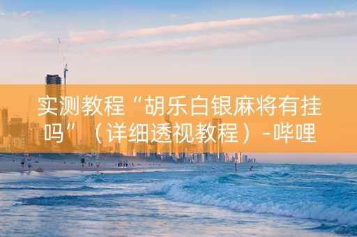 实测教程“胡乐白银麻将有挂吗”（详细透视教程）-哔哩哔哩