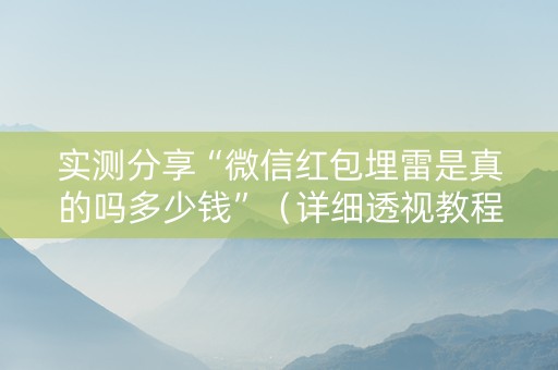 实测分享“微信红包埋雷是真的吗多少钱”（详细透视教程）-哔哩哔哩