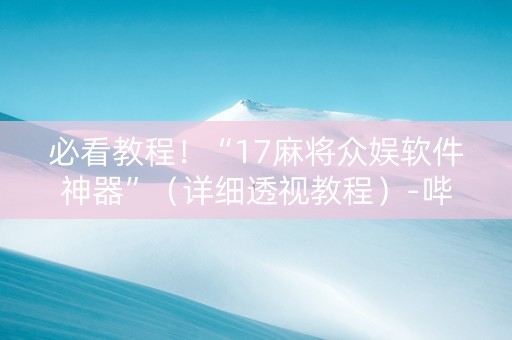 必看教程！“17麻将众娱软件神器”（详细透视教程）-哔哩哔哩