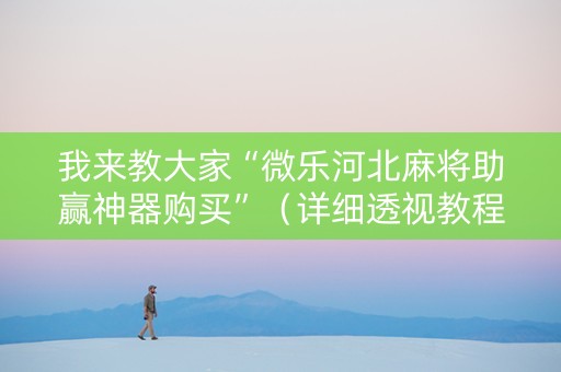 我来教大家“微乐河北麻将助赢神器购买”（详细透视教程）-哔哩哔哩