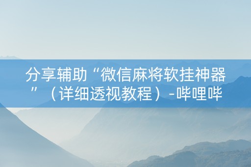 分享辅助“微信麻将软挂神器”（详细透视教程）-哔哩哔哩