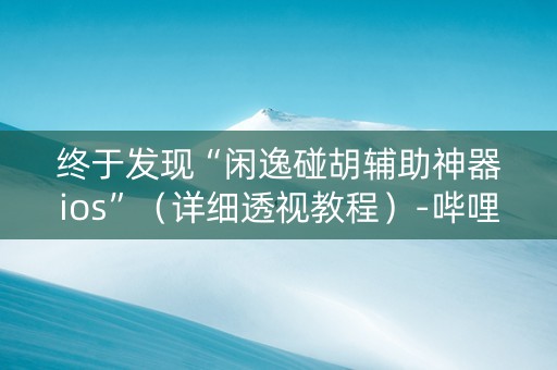 终于发现“闲逸碰胡辅助神器ios”（详细透视教程）-哔哩哔哩