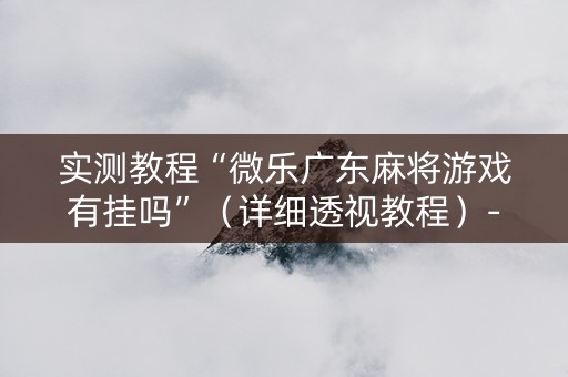 实测教程“微乐广东麻将游戏有挂吗”（详细透视教程）-哔哩哔哩