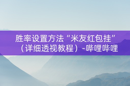 胜率设置方法“米友红包挂”（详细透视教程）-哔哩哔哩
