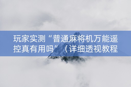 玩家实测“普通麻将机万能遥控真有用吗”（详细透视教程）-哔哩哔哩
