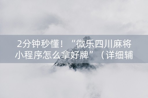2分钟秒懂！“微乐四川麻将小程序怎么拿好牌”（详细辅助教程）-哔哩哔哩