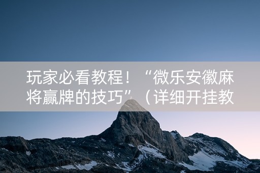 玩家必看教程！“微乐安徽麻将赢牌的技巧”（详细开挂教程）-哔哩哔哩