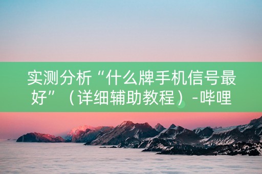 实测分析“什么牌手机信号最好”（详细辅助教程）-哔哩哔哩
