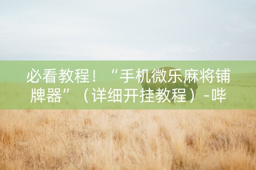 必看教程！“手机微乐麻将铺牌器”（详细开挂教程）-哔哩哔哩
