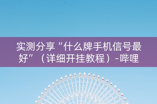 实测分享“什么牌手机信号最好”（详细开挂教程）-哔哩哔哩