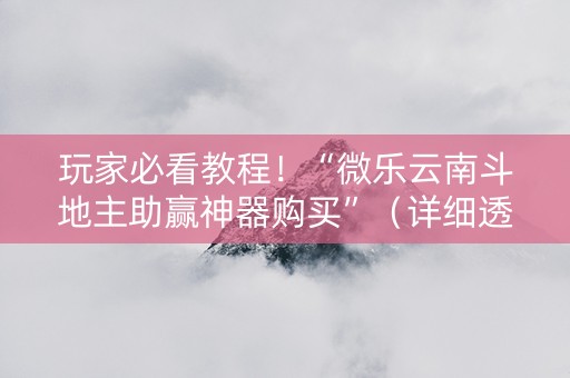玩家必看教程！“微乐云南斗地主助赢神器购买”（详细透视教程）-哔哩哔哩