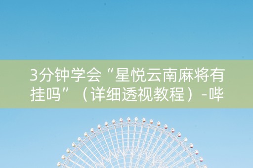 3分钟学会“星悦云南麻将有挂吗”（详细透视教程）-哔哩哔哩