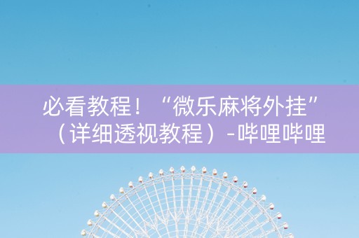 必看教程！“微乐麻将外挂”（详细透视教程）-哔哩哔哩