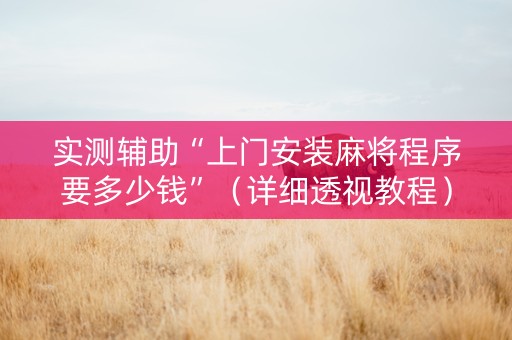 实测辅助“上门安装麻将程序要多少钱”（详细透视教程）-哔哩哔哩