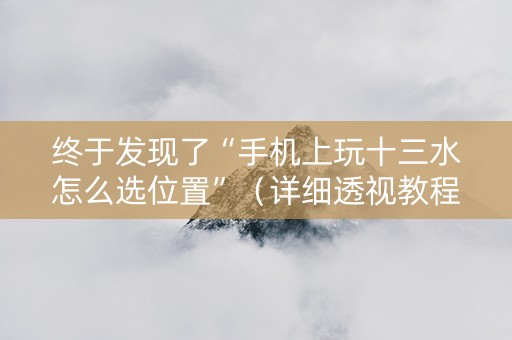 终于发现了“手机上玩十三水怎么选位置”（详细透视教程）-哔哩哔哩