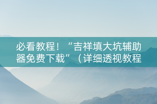 必看教程！“吉祥填大坑辅助器免费下载”（详细透视教程）-哔哩哔哩