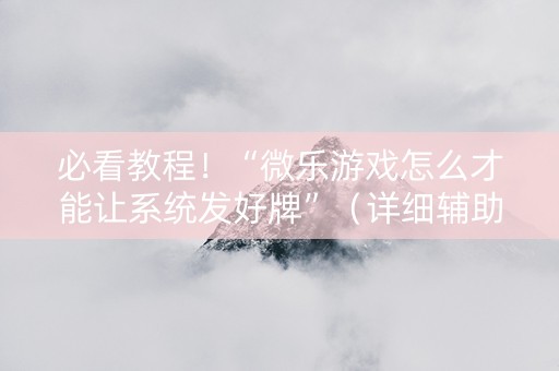 必看教程！“微乐游戏怎么才能让系统发好牌”（详细辅助教程）-哔哩哔哩