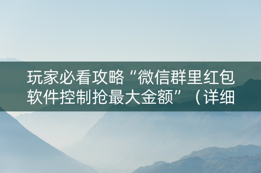 玩家必看攻略“微信群里红包软件控制抢最大金额”（详细透视教程）-哔哩哔哩