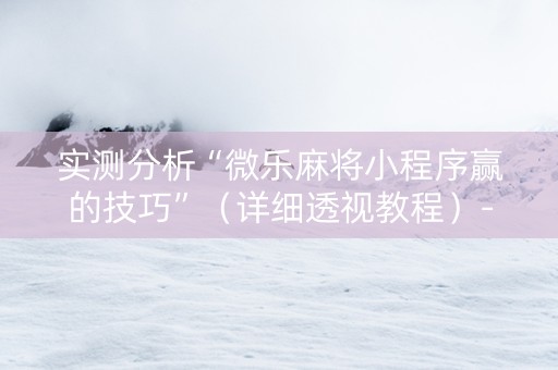 实测分析“微乐麻将小程序赢的技巧”（详细透视教程）-哔哩哔哩