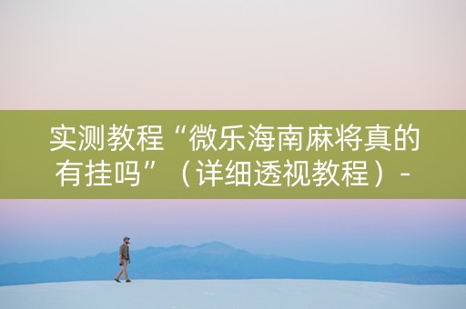实测教程“微乐海南麻将真的有挂吗”（详细透视教程）-哔哩哔哩