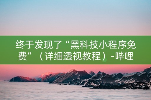 终于发现了“黑科技小程序免费”（详细透视教程）-哔哩哔哩