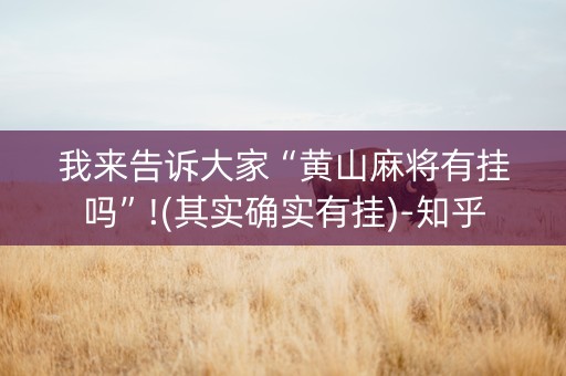 我来告诉大家“黄山麻将有挂吗”!(其实确实有挂)-知乎