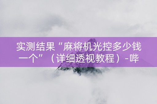 实测结果“麻将机光控多少钱一个”（详细透视教程）-哔哩哔哩