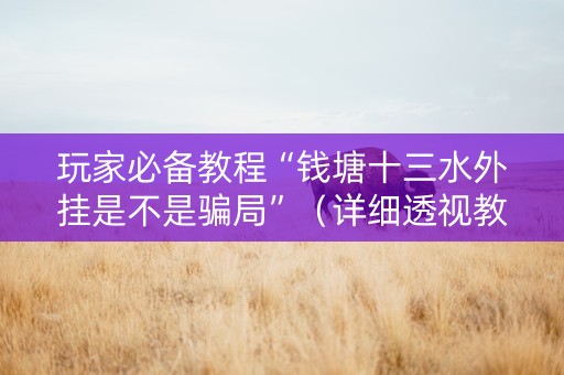 玩家必备教程“钱塘十三水外挂是不是骗局”（详细透视教程）-哔哩哔哩