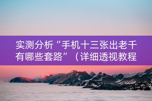 实测分析“手机十三张出老千有哪些套路”（详细透视教程）-哔哩哔哩