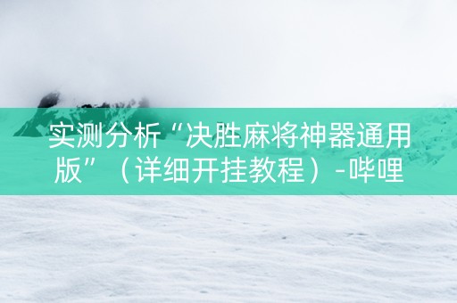 实测分析“决胜麻将神器通用版”（详细开挂教程）-哔哩哔哩