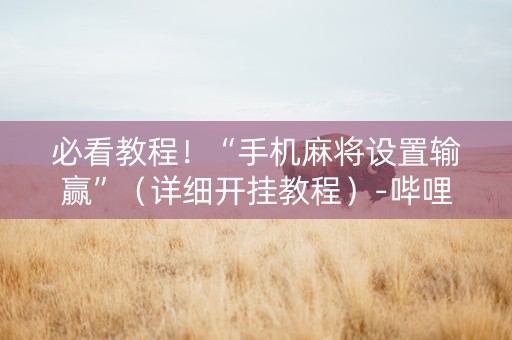 必看教程！“手机麻将设置输赢”（详细开挂教程）-哔哩哔哩