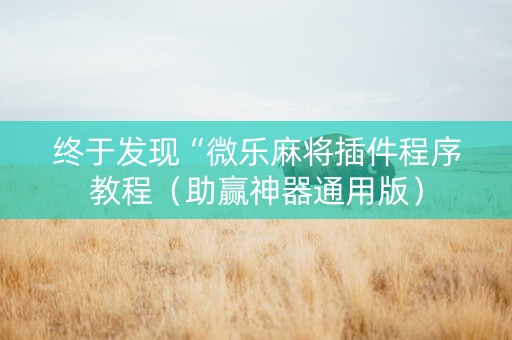 终于发现“微乐麻将插件程序教程（助赢神器通用版）