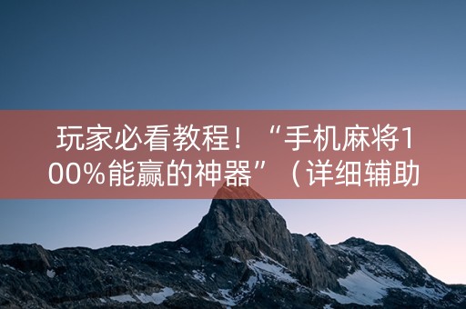 玩家必看教程！“手机麻将100%能赢的神器”（详细辅助教程）-哔哩哔哩