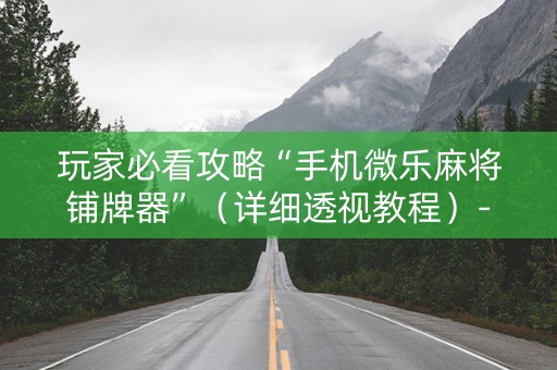 玩家必看攻略“手机微乐麻将铺牌器”（详细透视教程）-哔哩哔哩