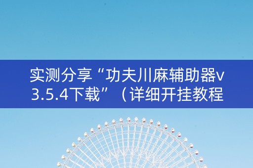 实测分享“功夫川麻辅助器v3.5.4下载”（详细开挂教程）-哔哩哔哩