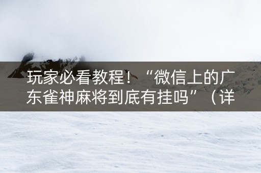 玩家必看教程！“微信上的广东雀神麻将到底有挂吗”（详细开挂教程）-哔哩哔哩