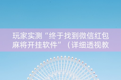 玩家实测“终于找到微信红包麻将开挂软件”（详细透视教程）-哔哩哔哩