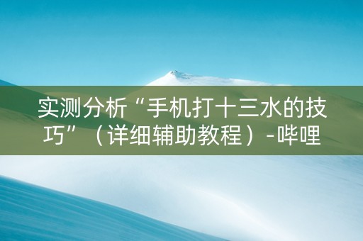 实测分析“手机打十三水的技巧”（详细辅助教程）-哔哩哔哩