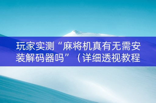 玩家实测“麻将机真有无需安装解码器吗”（详细透视教程）-哔哩哔哩