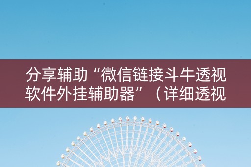 分享辅助“微信链接斗牛透视软件外挂辅助器”（详细透视教程）-哔哩哔哩