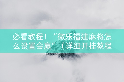 必看教程！“微乐福建麻将怎么设置会赢”（详细开挂教程）-哔哩哔哩