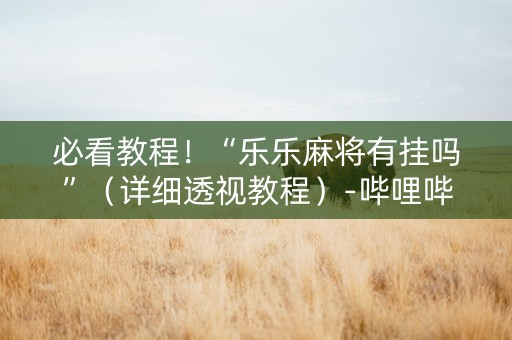 必看教程！“乐乐麻将有挂吗”（详细透视教程）-哔哩哔哩